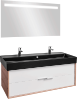 Тумба с раковиной Jacob Delafon Vivienne 120 дуб давос, белая блестящая, раковина черная