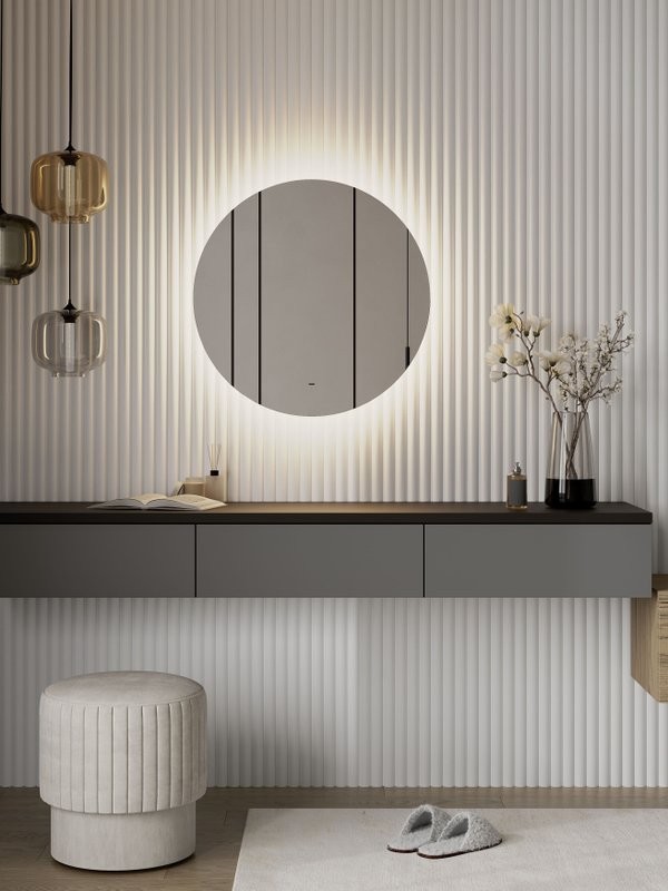 Зеркало круглое CONTINENT Ledh Ajour 80 см, сенсорное, с теплой подсветкой