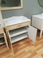 Тумба под умывальник Империя Н 85 Слоновая кость  с золотой патиной (37)