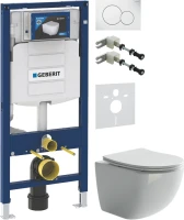 Комплект Унитаз подвесной Ceramicanova Forma CN3009 безободковый + Крепления Geberit Duofix 111.815.00.1 к стене + Звукоизоляция + Инсталляция UP 320 111.300.00.5 + Кнопка Sigma 01 115.770.11.5 белая
