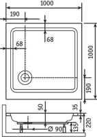 Поддон для душа RGW Style KV 100x100 с сифоном