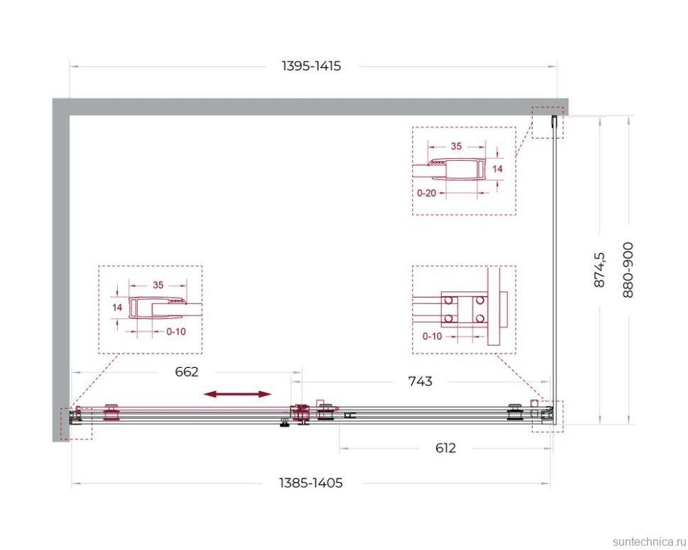 Душевой уголок BelBagno Soft Close-2 AH-1-140/90-C-Cr профиль хром