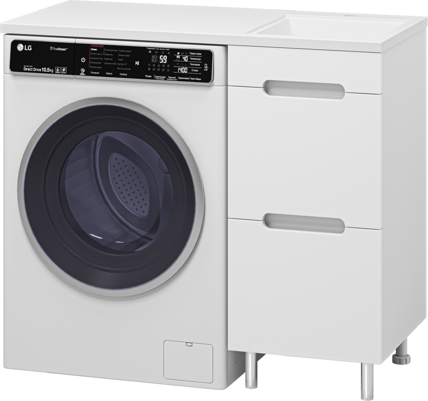 Тумба с раковиной Misty Байкал 40 R для стиральной машины, белая