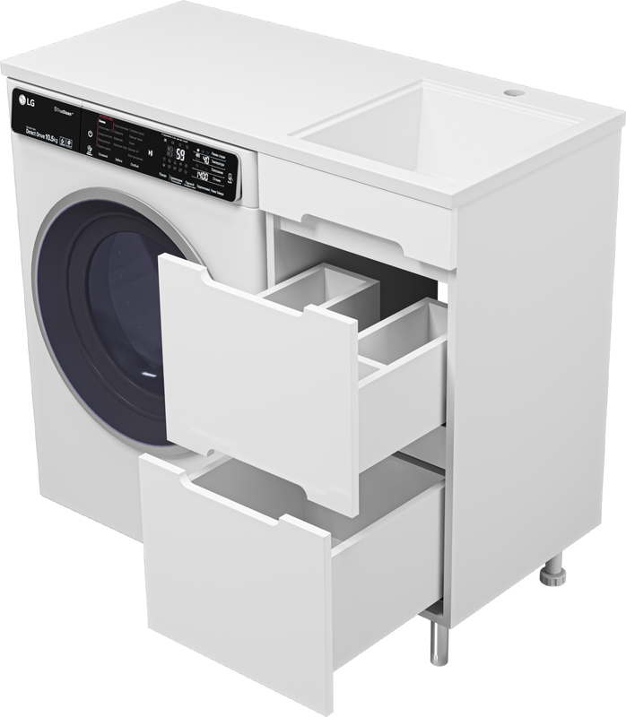 Тумба с раковиной Misty Байкал 40 R для стиральной машины, белая