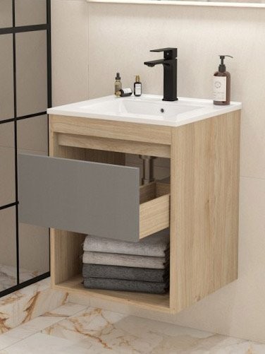 Тумба с раковиной Teymi Vitra 50 дуб, графит