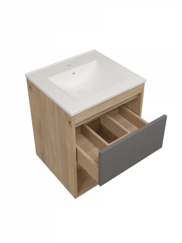 Тумба с раковиной Teymi Vitra 50 дуб, графит