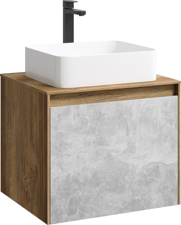 Тумба с раковиной Aqwella 5 stars Mobi 60 дуб балтийский, бетон светлый