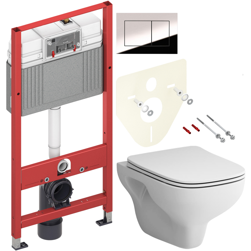Комплект Унитаз подвесной AM.PM X-Joy S FlashClean C85A1702SC с микролифтом, белый + Инсталляция TECE Now 9400412 4 в 1 с кнопкой смыва