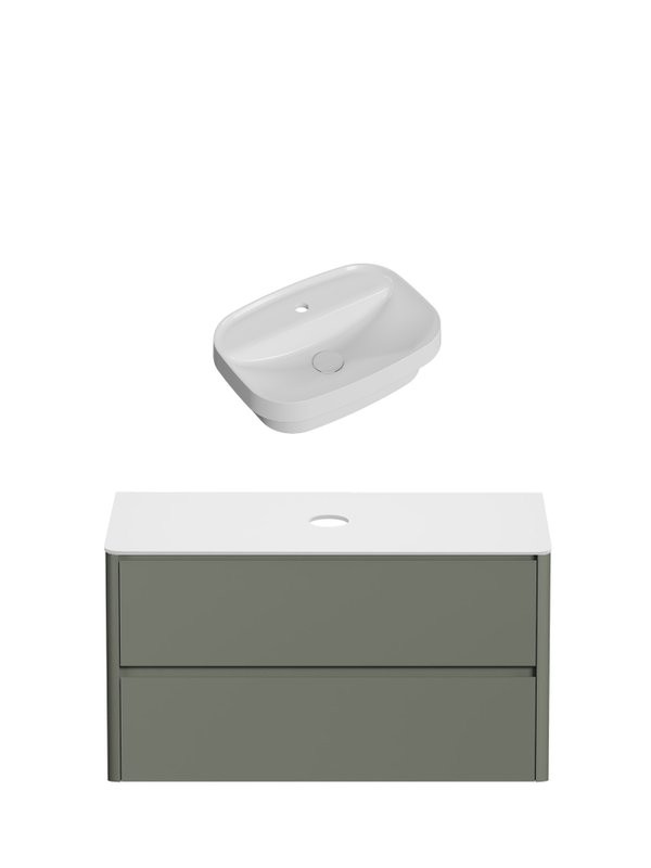 Тумба под раковину без столешницы Allen Brau Gravity 120 2 ящика, матовая олива