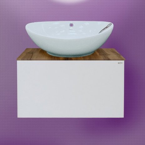 Тумба с раковиной Misty Ива 60 белая, каштан