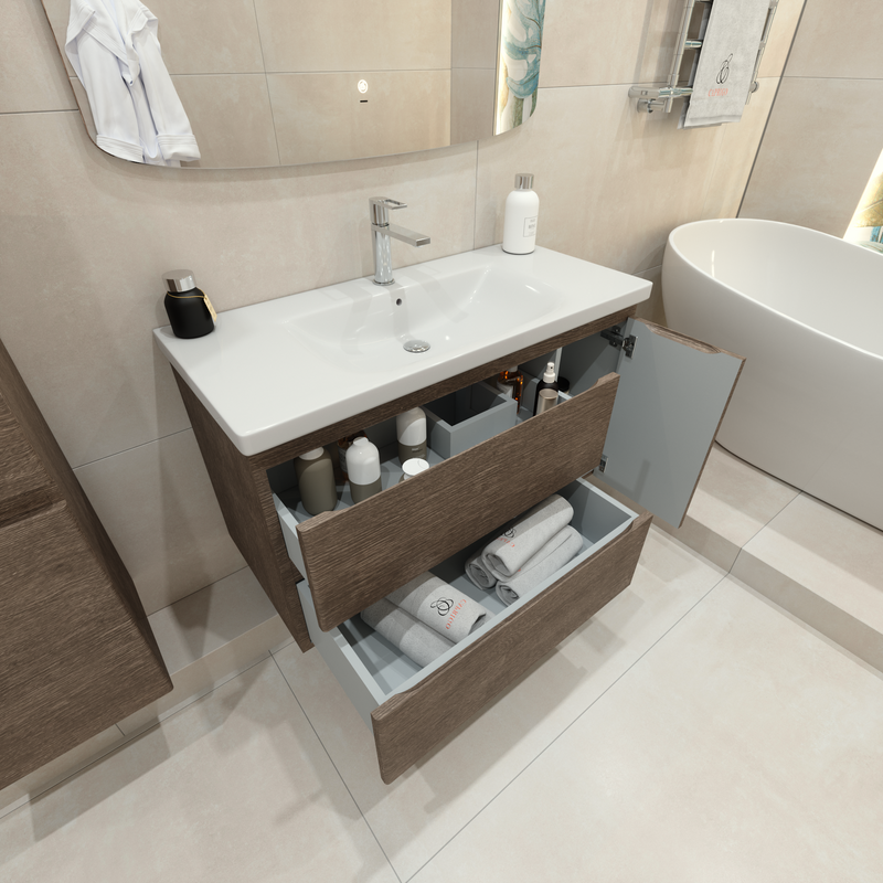 Тумба под раковину без столешницы Caprigo Forte 100 R подвесная, шоколадный орех