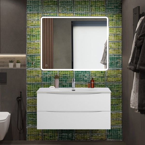 Мебель для ванной комнаты BelBagno Marino-cer-n 100 подвесная, bianco opaco