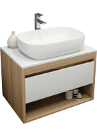Тумба с раковиной Teymi Ritta 75 дуб эврика, матовая белая, раковина Solli 60