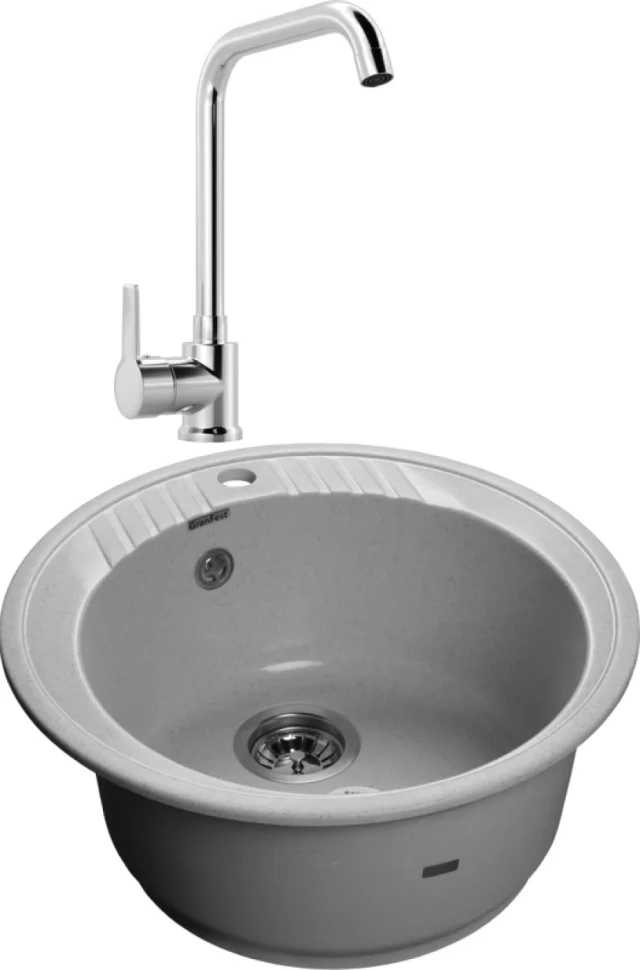 Комплект Мойка GranFest Rondo GF-R520 серый + Смеситель MEGA Ege MG-PL10 хром