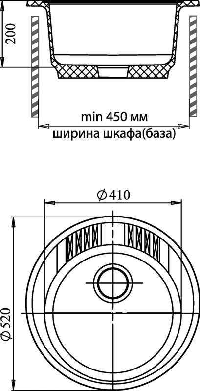 Комплект Мойка GranFest Rondo GF-R520 серый + Смеситель MEGA Ege MG-PL10 хром