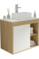 Тумба с раковиной Teymi Nura 70 дуб эврика, матовая белая, раковина Helmi Mini 38