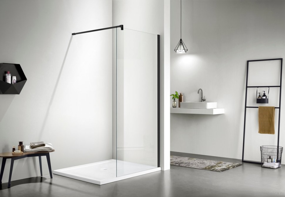 Душевая перегородка AQUATEK AQ WIW 09020BL 90x200 см, черный матовый профиль