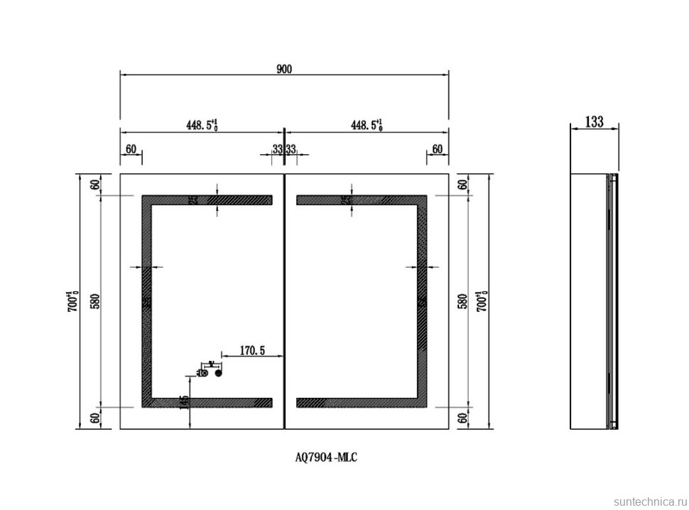 Зеркало-шкаф AQUATEK AQ7904-MLC 90 с подсветкой