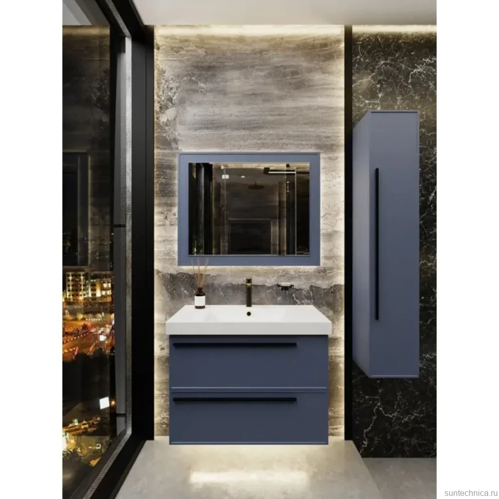 Тумба под раковину La Fenice ELBA Twin Blu Grigio синяя матовая 90 см