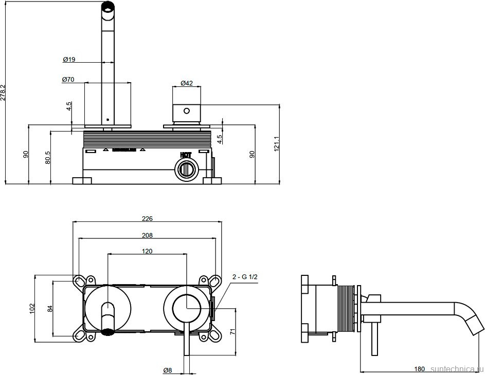 Смеситель для раковины AQUAme Siena AQM6215CR С ВНУТРЕННЕЙ ЧАСТЬЮ, хром