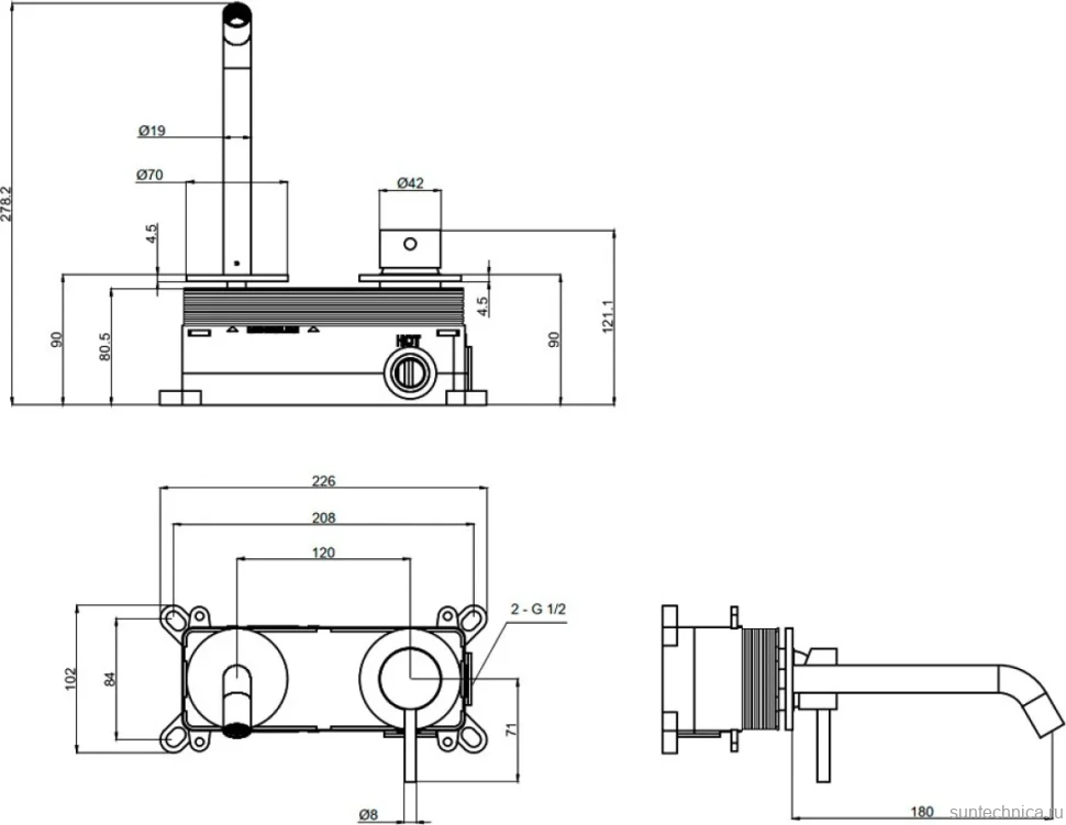 Смеситель для раковины AQUAme Siena AQM6215CR С ВНУТРЕННЕЙ ЧАСТЬЮ, хром