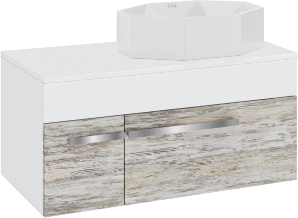 Тумба с раковиной Runo Вудлайн 100 подвесная, скандинавский дуб, раковина Cristallo 50