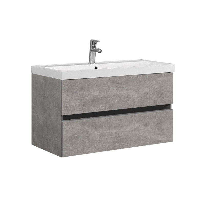Тумба с раковиной Belux Бостон 90 подвесная, бетон чикаго светло-серый, 2 ящика