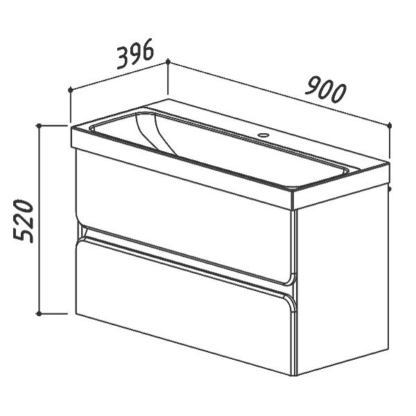 Тумба с раковиной Belux Бостон 90 подвесная, бетон чикаго светло-серый, 2 ящика