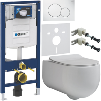 Комплект Унитаз подвесной Kerasan Flo + Крышка slim 319101 с микролифтом + Инсталляция Geberit Duofix UP 320 111.300.00.5 + Кнопка Sigma 01 115.770.11.5 белая + Крепления 111.815.00.1 к стене + Звукоизоляция