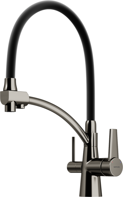 Смеситель для кухни Sancos Eri SC4001GG с гибким изливом, вороненая сталь