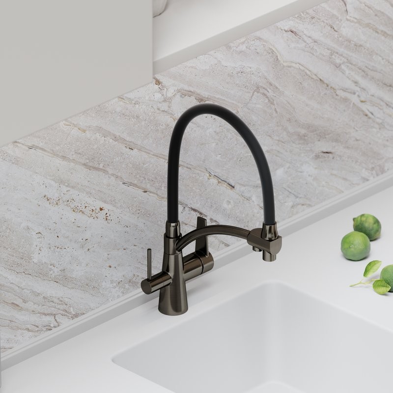 Смеситель для кухни Sancos Eri SC4001GG с гибким изливом, вороненая сталь