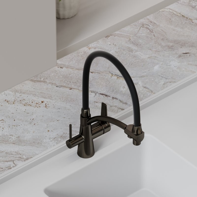 Смеситель для кухни Sancos Eri SC4001GG с гибким изливом, вороненая сталь