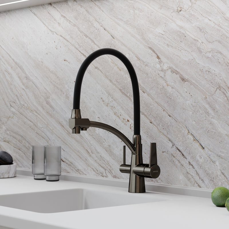 Смеситель для кухни Sancos Eri SC4001GG с гибким изливом, вороненая сталь