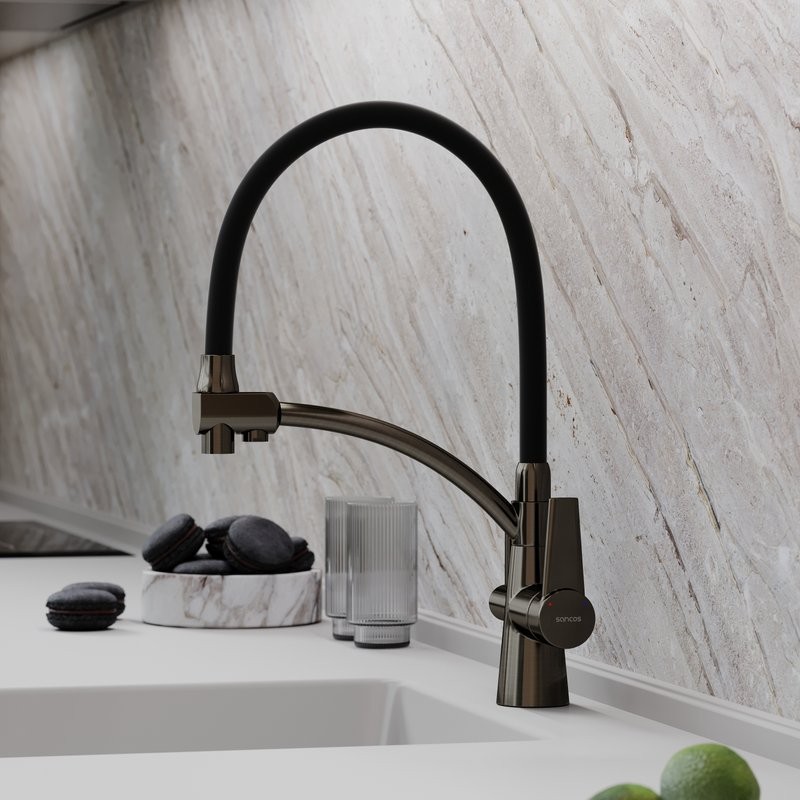 Смеситель для кухни Sancos Eri SC4001GG с гибким изливом, вороненая сталь
