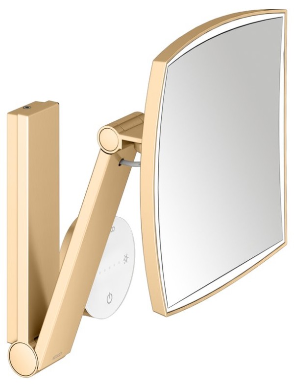 Косметическое зеркало Keuco iLook Move 17613259002 с подсветкой, настенное, с увеличением, шлифованная латунь