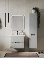 Тумба с раковиной SanStar Ориана 50 подвесная, серая, раковина Cersanit Moduo 50