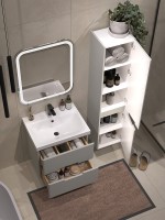 Тумба с раковиной SanStar Ориана 50 подвесная, серая, раковина Cersanit Moduo 50