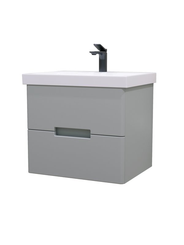 Тумба с раковиной SanStar Ориана 50 подвесная, серая, раковина Cersanit Moduo 50