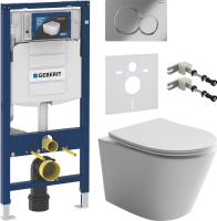 Комплект Унитаз подвесной Ceramicanova Balearica Rimless CN6000 белый + Крепления Geberit Duofix 111.815.00.1 к стене + Звукоизоляция + Инсталляция UP 320 111.300.00.5 + Кнопка Sigma 01 115.770.21.5 хром