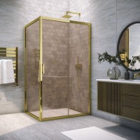 Душевой уголок Vegas Glass ZP+ZPV Tur Novo h1900 130*70 09 05 профиль золото, стекло бронза