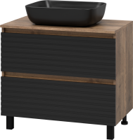 Тумба с раковиной Brevita Dakota 80 напольная, дуб галифакс олово, черный кварц