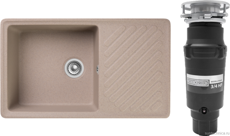 Комплект Мойка GranFest Quarz Z 53 песок + Измельчитель Bone Crusher BC 910-SL-Slim Line