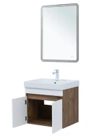 Мебель для ванной комнаты Aquanet Оптима 60 подвесная, дуб рустикальный, белый сатин