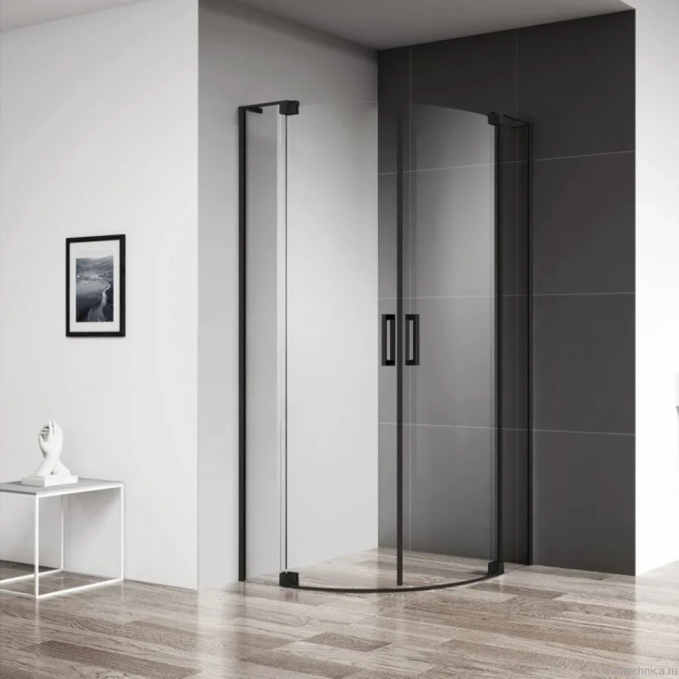 Душевой уголок Cezares Slider R 2 90/100 C NERO профиль черный, стекло прозрачное