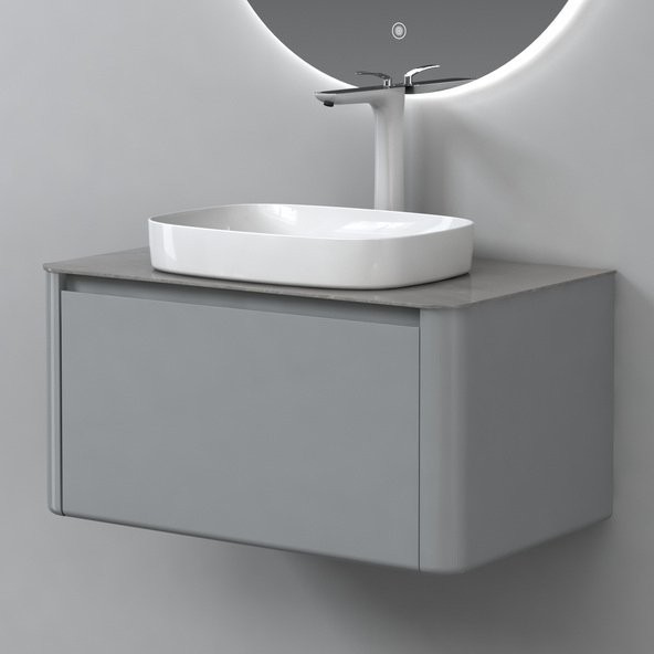 Тумба с раковиной Black&White Universe U915.800 7838 glossy light grey, 8885 armani ash glossy