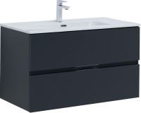 Мебель для ванной комнаты Aquanet Алвита 90 подвесная, антрацит, 2 ящика