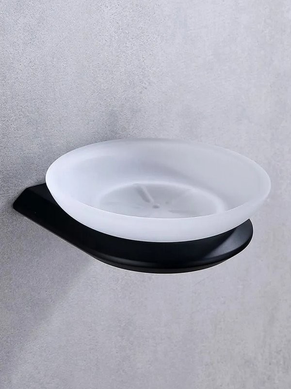 Мыльница Abber Nord AA1558B настенная, стеклянная, черная