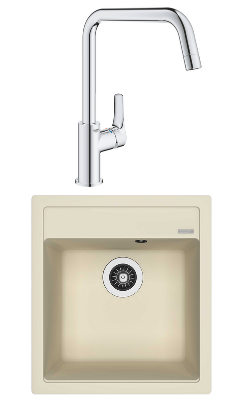 Комплект Мойка Florentina Липси 460 шампань + Смеситель Grohe Eurosmart