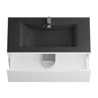 Мебель для ванной комнаты BelBagno Marino 100 напольная, bianco lucido, черная раковина