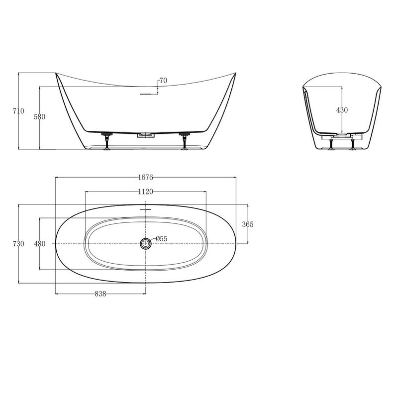 Ванна AQUAme акриловая отдельностоящая AQM3504MW